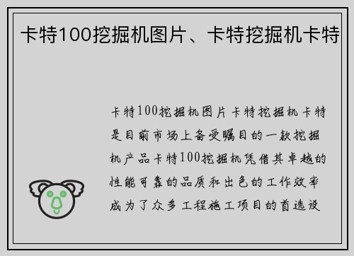 卡特100挖掘机图片、卡特挖掘机卡特